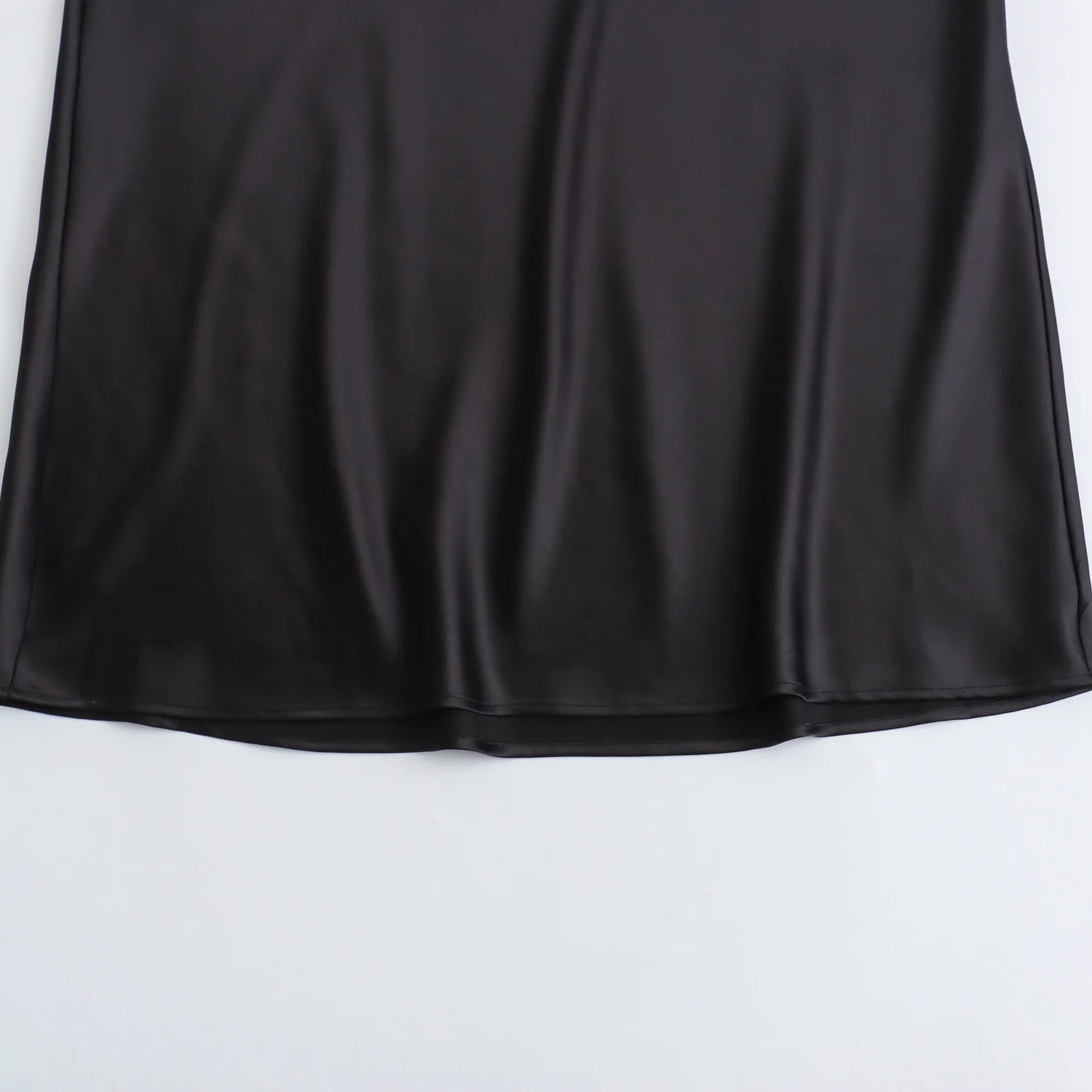 Alessia Noir Satin Midi Dress.